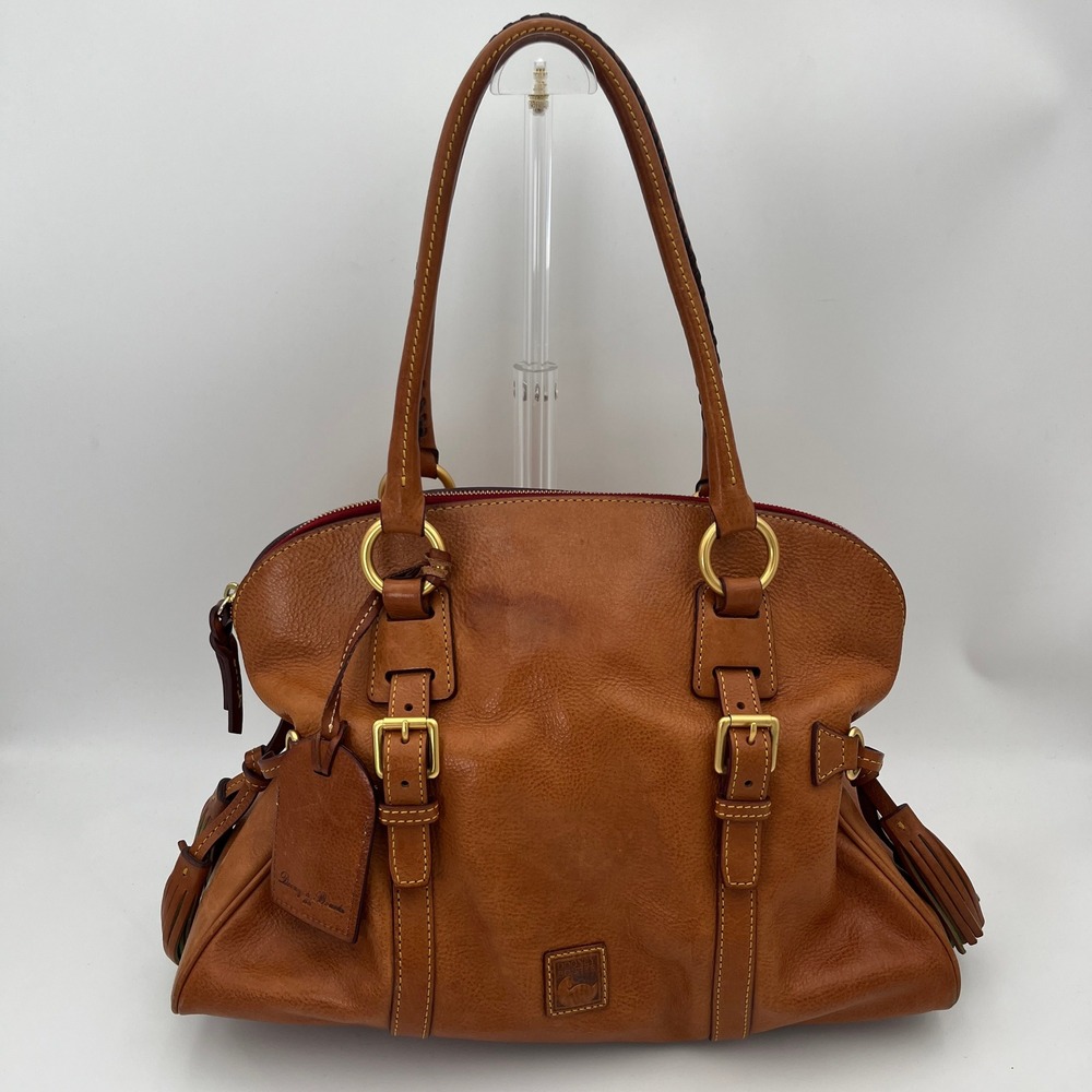Dooney & Bourke Florentine Satchel Womens Tan Leather Tassel Handbag Boho Luxury